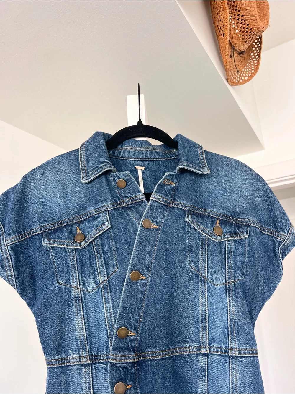 Free People The City Asymmetrical Denim Mini Dress Size XS